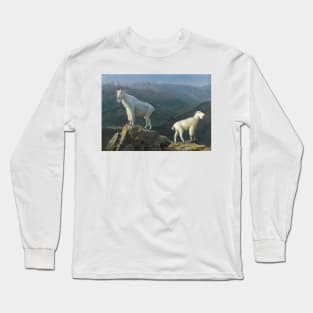 Mountain Goats by Albert Bierstadt Long Sleeve T-Shirt